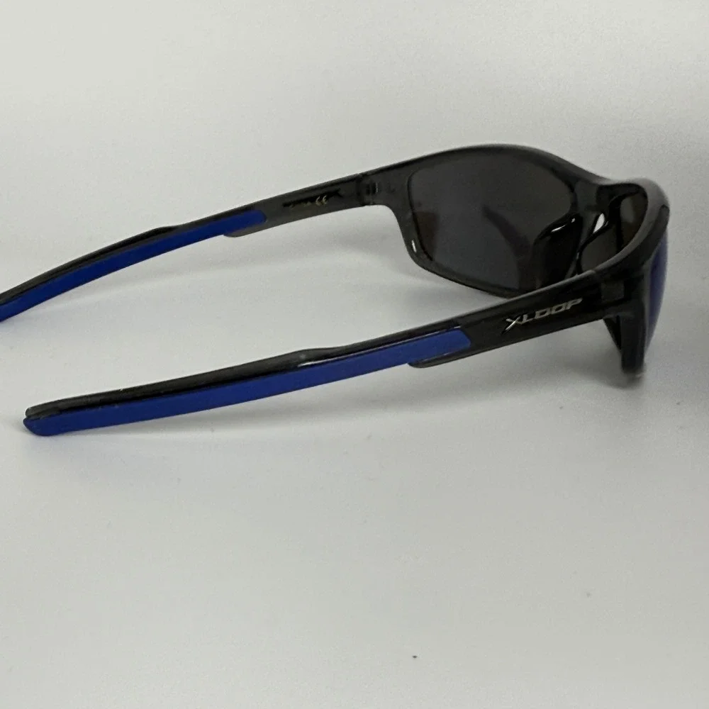 X-Loop 8X2676-CLR-MIX‎ Cat.3 Sport Sunglasses Black Blue Mirror Lens Mens Wrap